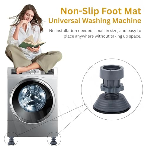 Rushwak Height Adjustable Anti Vibration Pads for Washing Machine Support, Dryer Shock and Noise Cancelling Pad, Anti-Walk Vibration Absorber Washer Foot Pad, Anti-Slip Rubber Stabilizer with Suction - Image 5