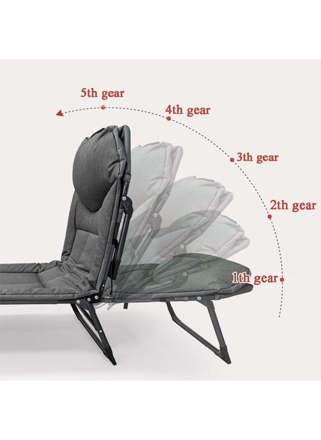 Portable travel bed, foldable and adjustable camping chair in 5 positions