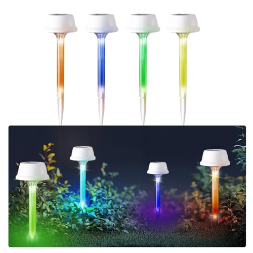 hardoll Solar Light for Garden Outdoor Decorative Flickering Flame Lamp Waterproof Pathway, Balcony, Lawn,Automatic Powered for Patio & Landscape,Home Smart LED Spike Lamp with RGB Modes (Pack of 4) - Image 1