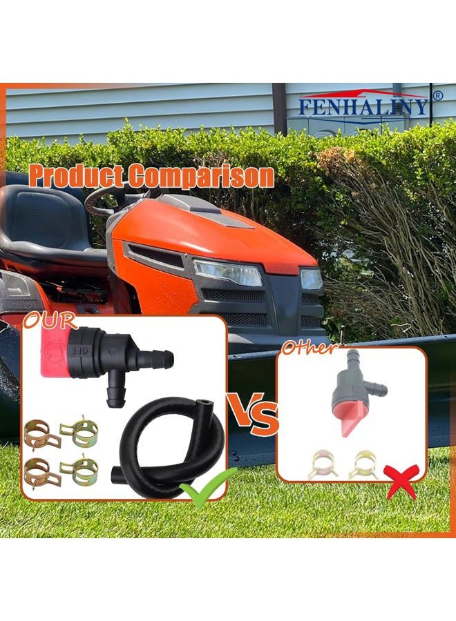 Fenhaliny 494539 698181 Fuel Shut Off Valve + 1/4" x 25" Fuel Line Hose with 4 Clamps Lawn Mower Replacement for 5414K 283207 791850 Small Engine (90 Degree) - Image 4