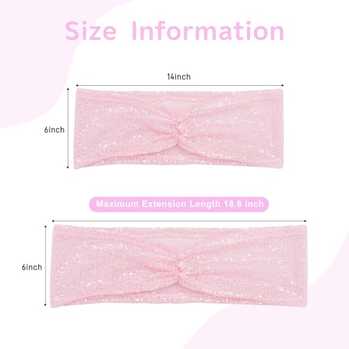 SquarePie Sequin Chair Sashes Bands 20 Pack Pink Shiny Chair Cover Bows for Wedding Banquet Party Decor - Image 3