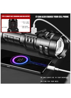 Arabest Rechargeable High Lumen Flashlight Super Bright 250,000 Lumens White Laser LED High Power Tactical Brightest Flashlight Handheld Emergency Flashlight for Camping Hiking  - Image 4