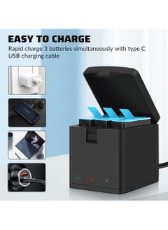 نجم ستايل بطارية هيرو 9 10 10 11 12 هيرو 3 عبوات، بطارية بسعة 1800 مللي أمبير، مع شاحن USB سريع التخزين وحافظة حماية للبطارية، متوافقة تمامًا مع جوبرو هيرو 9 10 10 11 12 أسود  - Image 2