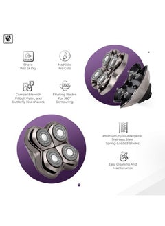 Skull Shaver Carver PRO 4 Head Replacement Blade - Premium Hypo-Allergenic Electric Razor Blade for Bald Head Shavers for Men/Women, Electric Shaver Blade  - Image 2