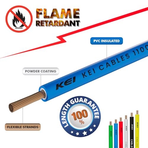 KEI WIRES & CABLES Homecab 2.5 sqmm 1 Core Copper Flame Retardant House Wire PVC Insulated Cable for Domestic & Industrial Electrical Wiring (Blue, 90 Meters) - Image 3