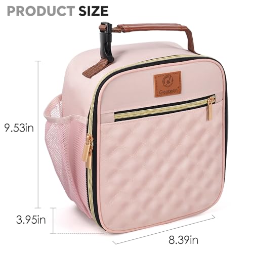 Genteen Lunch Box for Women Men Kids Girls Teen Adults,Insulated Lunch Bag with Bottle Holder,Small Lunch Box Cooler Lightweight Reusable LunchBox for Work Office School Travel Picnic-Light Pink - Image 3