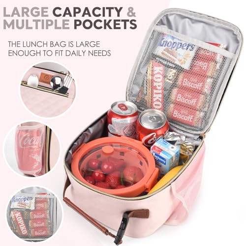 Genteen Lunch Box for Women Men Kids Girls Teen Adults,Insulated Lunch Bag with Bottle Holder,Small Lunch Box Cooler Lightweight Reusable LunchBox for Work Office School Travel Picnic-Light Pink - Image 4