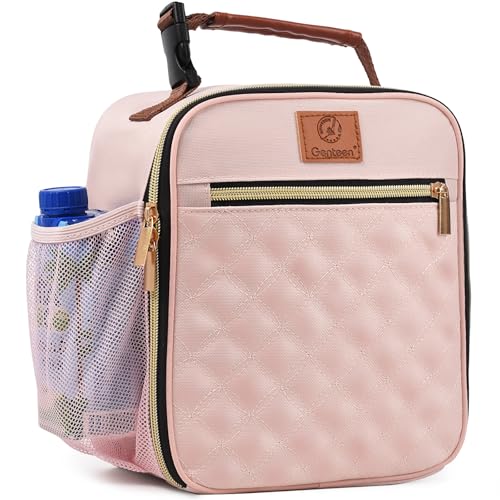 Genteen Lunch Box for Women Men Kids Girls Teen Adults,Insulated Lunch Bag with Bottle Holder,Small Lunch Box Cooler Lightweight Reusable LunchBox for Work Office School Travel Picnic-Light Pink - Image 1