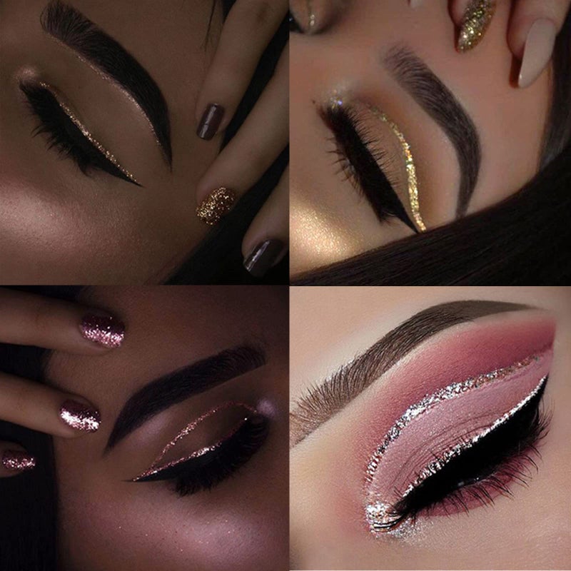 DekRion Glitter-Eyeliner,Purple Giltter-Eyeliner, Long-lasting Waterproof Eye-Glitter Makeup, Silver, Gold, Pink Green High-pigmented Colorful Eye Liner Liquid - Image 3