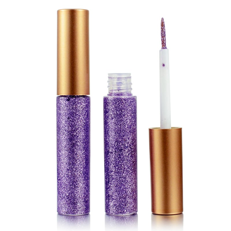 DekRion Glitter-Eyeliner,Purple Giltter-Eyeliner, Long-lasting Waterproof Eye-Glitter Makeup, Silver, Gold, Pink Green High-pigmented Colorful Eye Liner Liquid - Image 1
