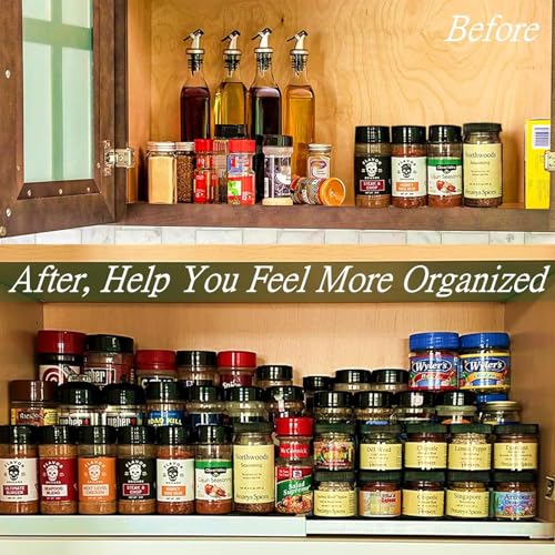 House of Quirk 3 Tier Expandable Spice Countertop Rack Organizer, Plastic Spice Rack, Adjustable Non-Skid Tiered Shelf Spice Shelf Organizer for Kitchen Cabinet, Cupboard, Pantry (White) - Image 5