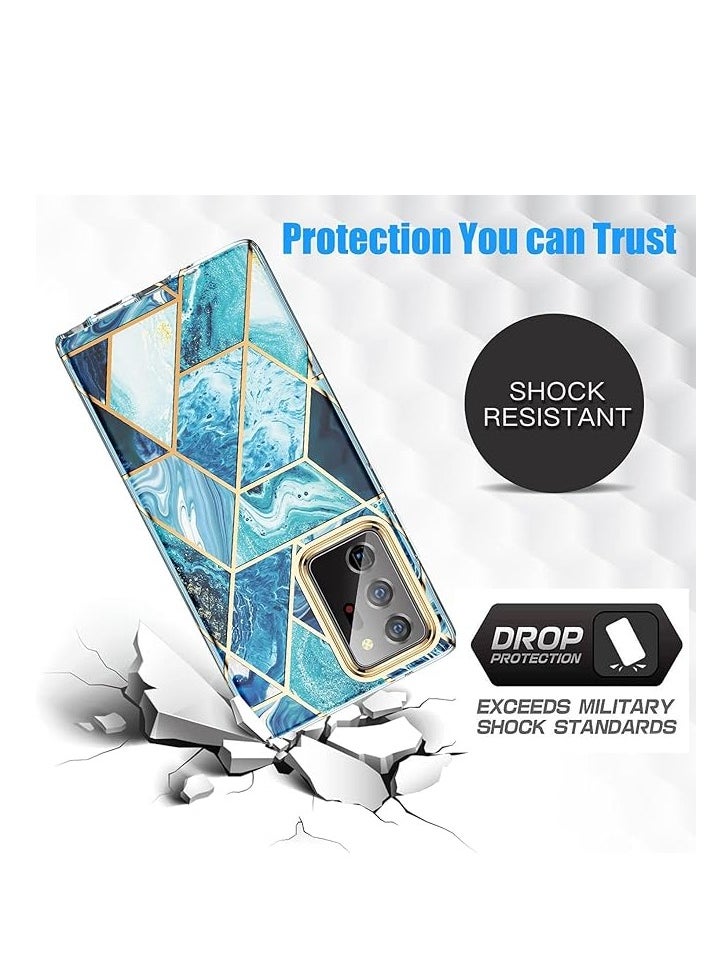 I-blason - Cosmo Series Case Designed for Galaxy Note 20 Ultra 5G (2020 Release), Protective Bumper Marble Design Without Built-in Screen Protector (Ocean) - Image 1