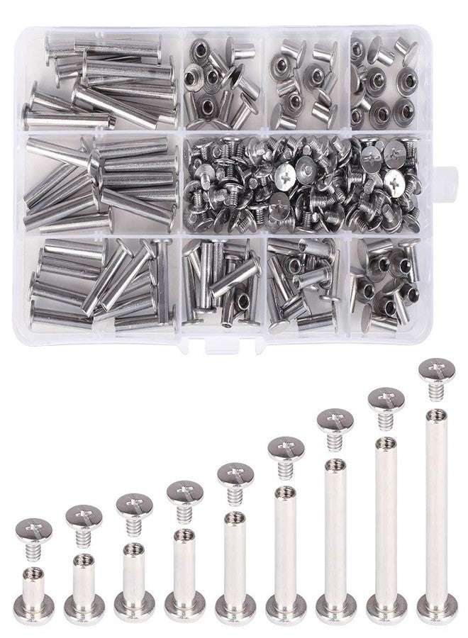 Witlans Chicago Binding Screws Assorted Kit,90 Sets 304 Stainless Steel Phillips Chicago Screw Binding Post Screw Kit for DIY Leather Decoration Scrapbook Photo Albums Bookbinding(9 Sizes) - Image 1