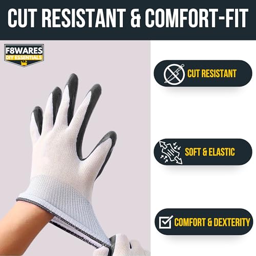 F8WARES Nitrile Coated Safety Gloves for Men Industrial & Outdoor - Working Gloves for Men - Rubber Coated Hand Gloves for General Purpose, Gardening & Mechanical Work (Pack of 5 Pairs, Large) - Image 5