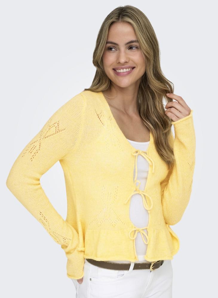 ONLY Onlhelga Long Sleeve Knitted String Cardigan - Image 3