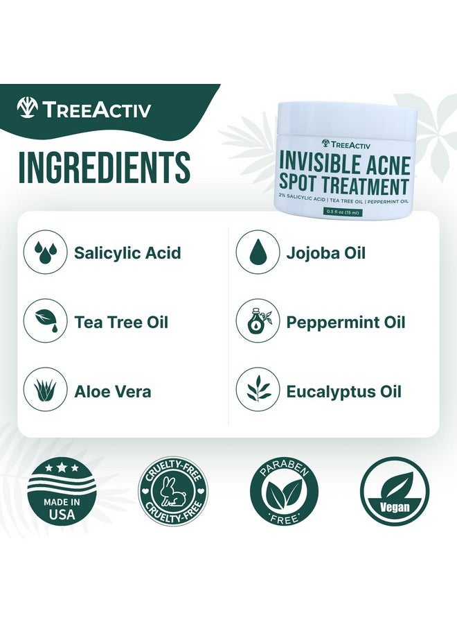 TreeActiv TreeActiv Invisible Salicylic Acid Cystic Acne Treatment For Face Original Formula, 0.5 fl oz, Acne Face Cream, Acne Spot Treatment for Face & Body, Acne Clearing Cream Moisturizer for Teens & Adults  - Image 4