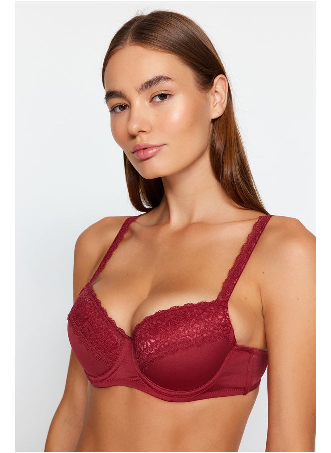 trendyol - Claret Red Polyamide Lace Detailed Covered Bra THMAW24SU00017 - Image 1