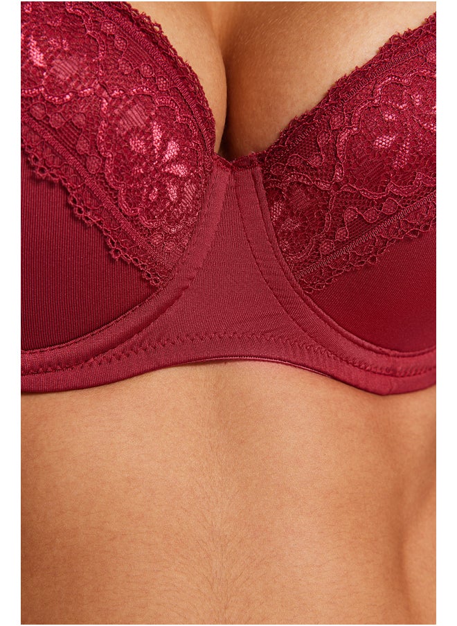 trendyol - Claret Red Polyamide Lace Detailed Covered Bra THMAW24SU00017 - Image 1