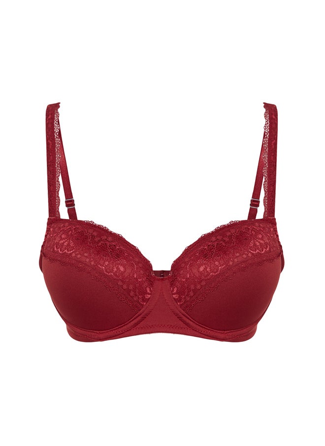 trendyol - Claret Red Polyamide Lace Detailed Covered Bra THMAW24SU00017 - Image 1