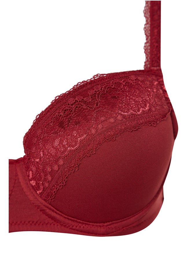 trendyol - Claret Red Polyamide Lace Detailed Covered Bra THMAW24SU00017 - Image 1