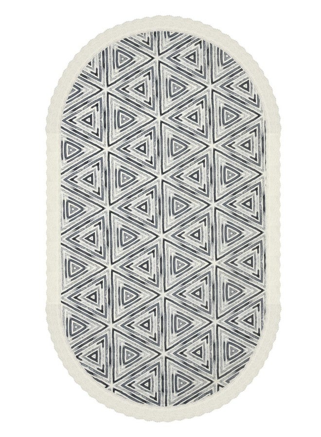 Clasiko 4 Seater Oval Dining Table Cover; 54x78 Inches or 137x198 Cms; Material - PVC; Anti Slip; White Grey 77034 - Image 4