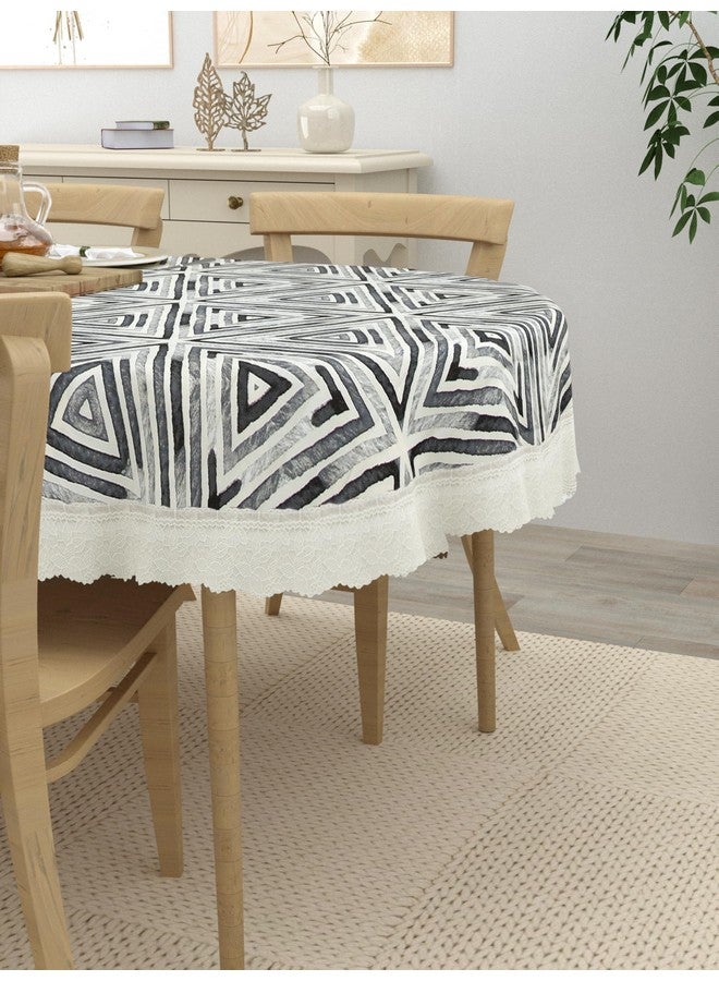 Clasiko 4 Seater Oval Dining Table Cover; 54x78 Inches or 137x198 Cms; Material - PVC; Anti Slip; White Grey 77034 - Image 3