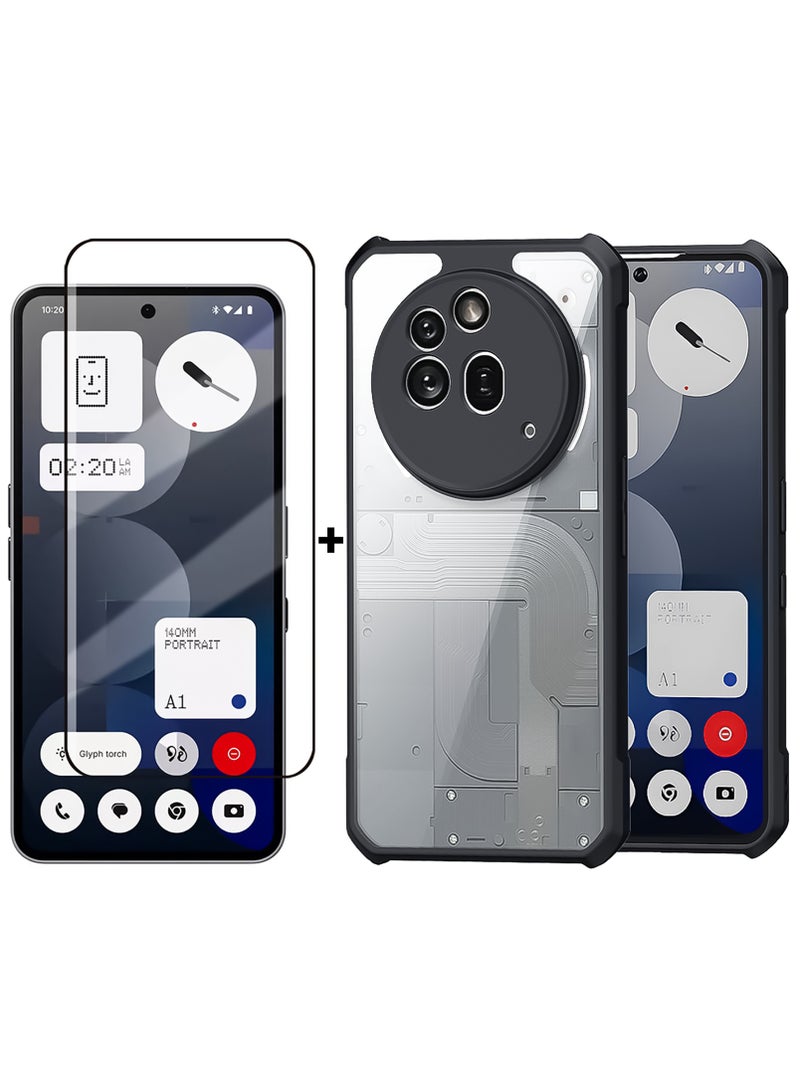 XUNDD For Nothing Phone 3a Pro Case and Screen Protector Accessorise, TPU+PC Shockproof Bumper Back Cover, Anti-Yellowing Slim Fit Protective Casing - Image 1