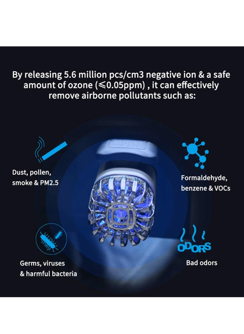 Barakah Car Air Purifier Ionizer, 12V Plug in Ionic Anti Microbial Deodorizer with Dual USB Charger, Pet and Food Odors, Allergens, Viruses, Black - Image 3