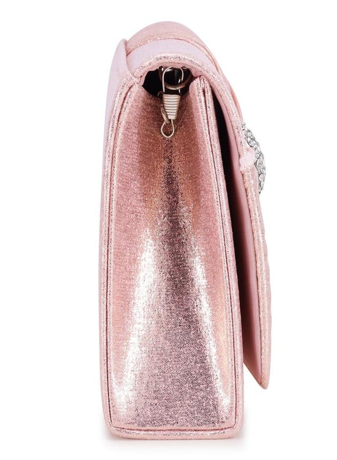 ZEVORA Women's Framed Foldover Clutch | Detachable Chain Sling Strap | Ladies Purse Wallet 09B Pink (22X12 CM) - Image 5
