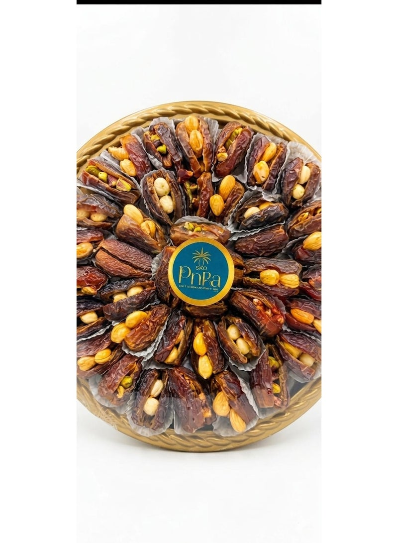 Pyramisr Natural Medjool Dates with Premium Nuts Filling (Pistachio, Cashew & Hazelnut) – 600g - Image 1