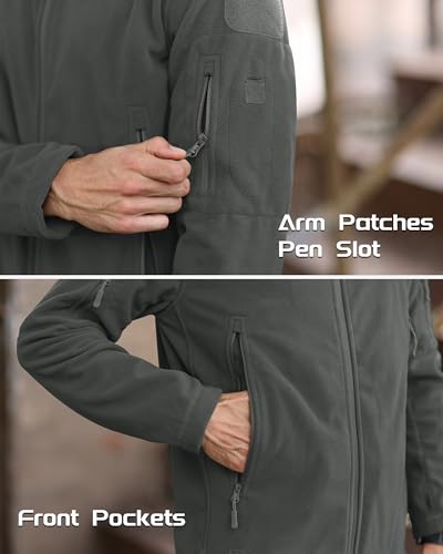 MAGCOMSEN Fleece Hoodie Men Winter Jackets for Men Tactical Jackets Military Jacket Soft Warm Jackets Gray L - Image 4