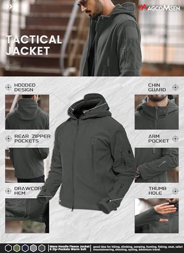 MAGCOMSEN Fleece Hoodie Men Winter Jackets for Men Tactical Jackets Military Jacket Soft Warm Jackets Gray L - Image 5