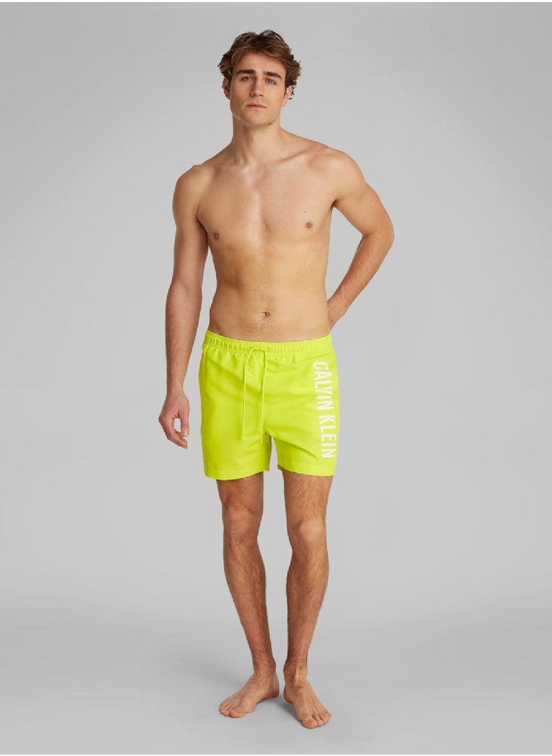 Calvin Klein Jeans Men's Medium Drawstring Swim Shorts - Intense Power - Polyester, Yellow  - Image 4