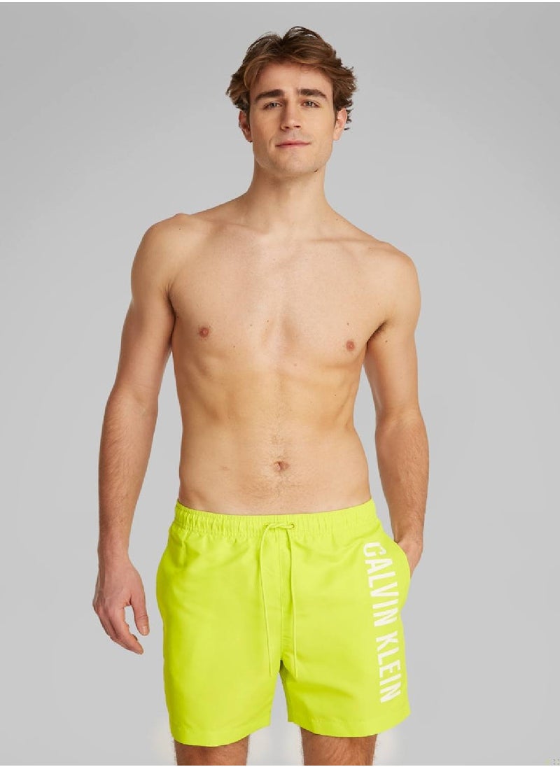 Calvin Klein Jeans Men's Medium Drawstring Swim Shorts - Intense Power - Polyester, Yellow  - Image 2