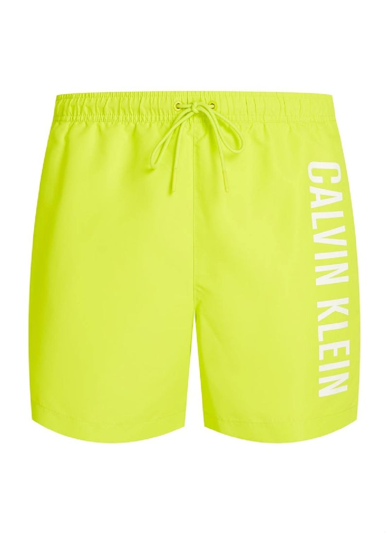 Calvin Klein Jeans Men's Medium Drawstring Swim Shorts - Intense Power - Polyester, Yellow  - Image 3