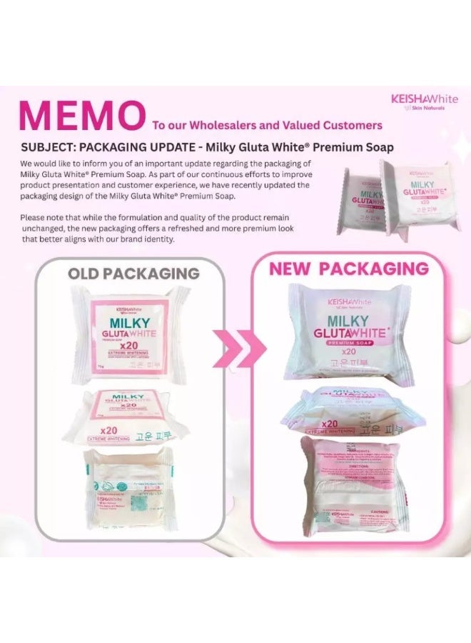 Keisha White Milky Gluta White 20x Whitening Bar Soap 2PCS COMBO PACK for Face & Body, 70g - Brightening Face & Body Bar Soap for Dark Spots & Smooth Skin - Image 4