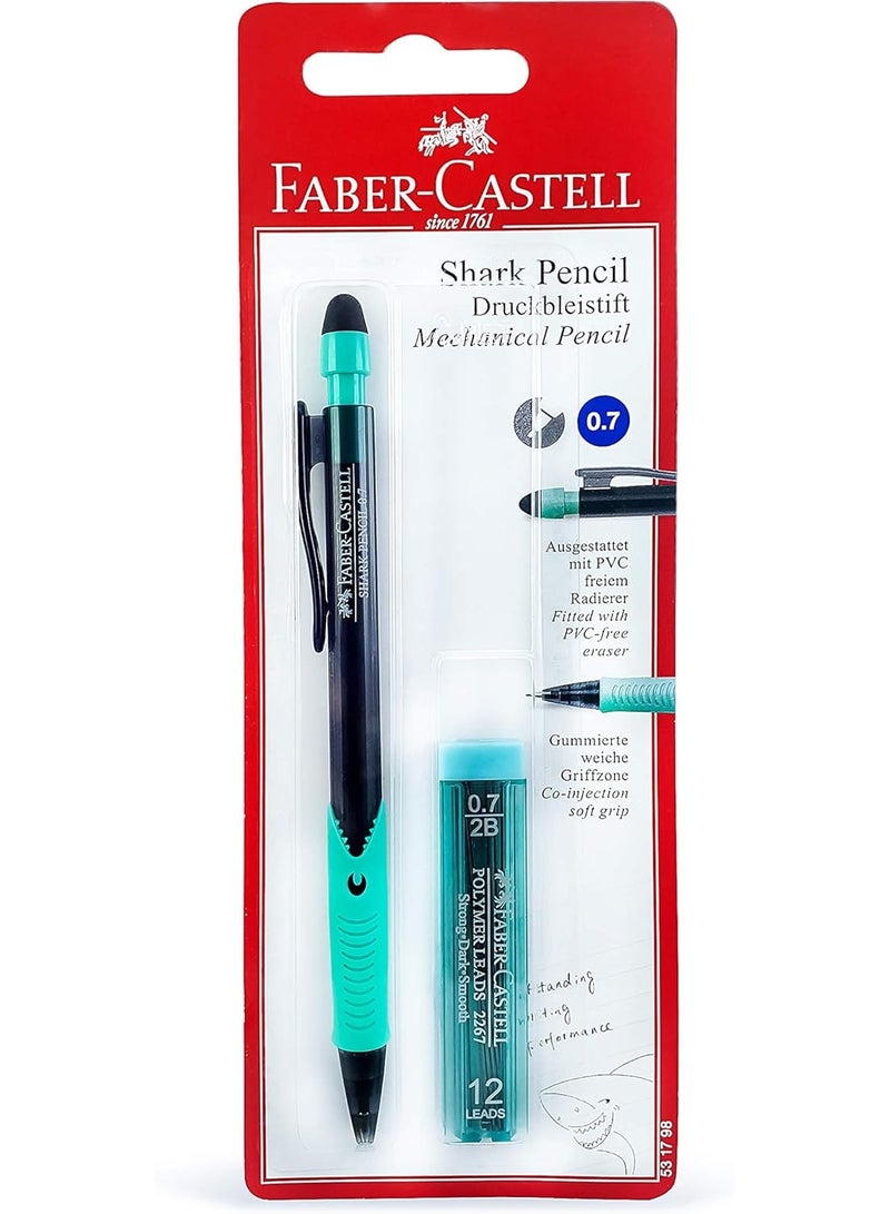 FABER-CASTELL 1-Piece Shark Mechanical Pencil 0.7mm Tip With A Pack Of Leads Assorted Barrel Colours - Image 1