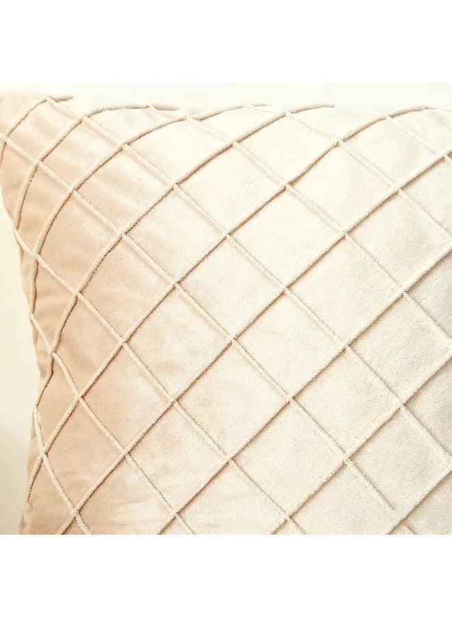 Set of 2,European Square Throw Pillow Cover 18x18 Inch - Thickened Dutch Velvet with 3D Diamond Shape Raised Front Hidden Zipper Closure Decorative Cushion Cover Only - Image 2