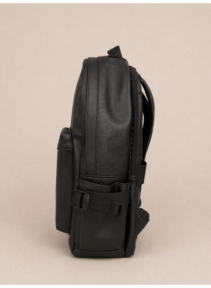 Knox Leather Premium Black Leather Backpack w trolley strap - Image 3
