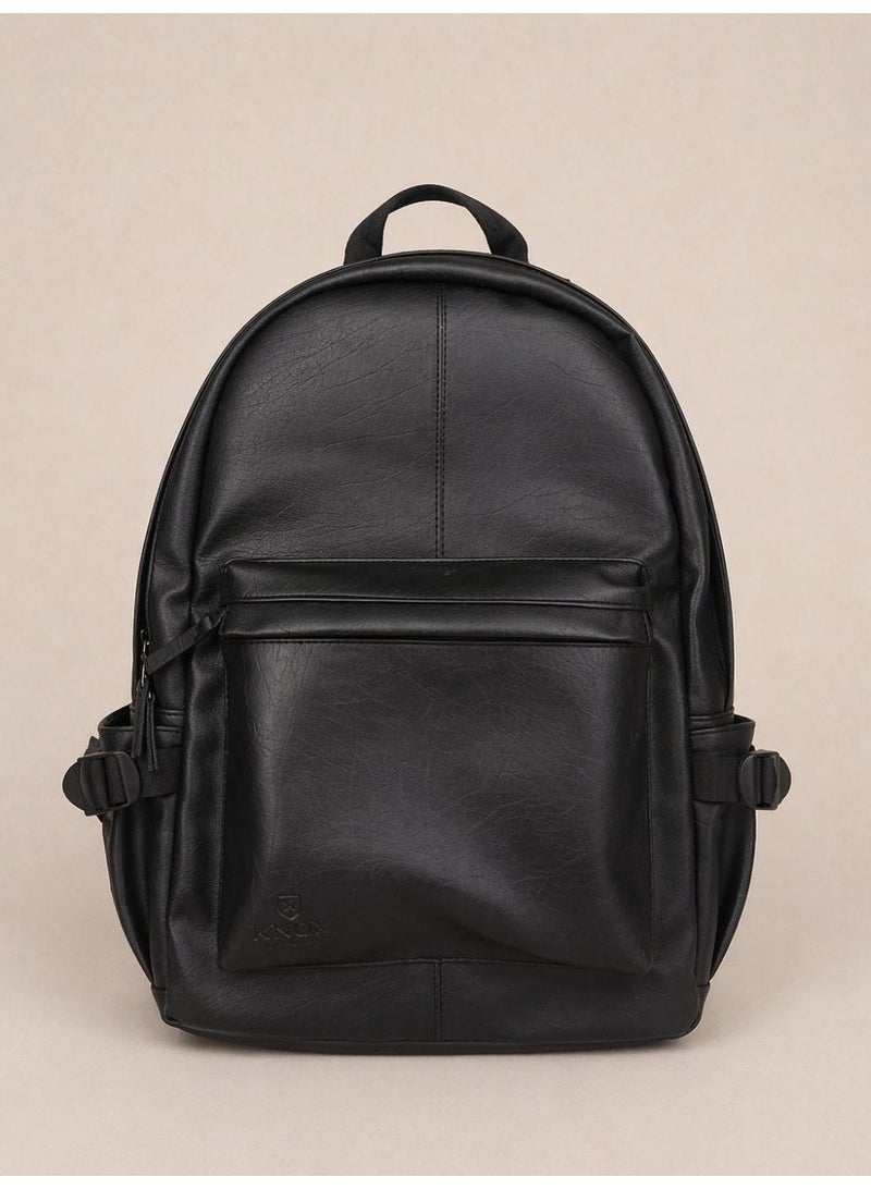 Knox Leather Premium Black Leather Backpack w trolley strap - Image 2