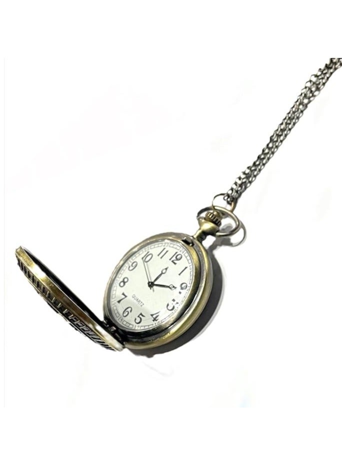 ليمتليس قلادة ساعة جيب هندسية برونزية - حركة كوارتز دقيقة، تصميم فريد من نوعه من قطعة واحدة، هدية مثالية، مع سلسلة 31.5 بوصة (ذهبي) - Image 3