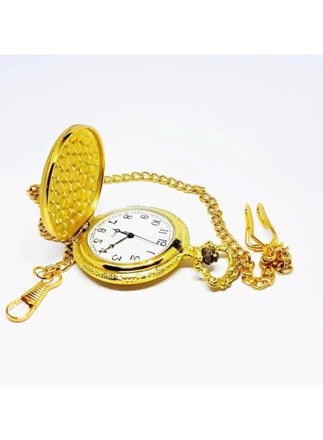 ليمتليس قلادة ساعة جيب هندسية برونزية - حركة كوارتز دقيقة، تصميم فريد من نوعه من قطعة واحدة، هدية مثالية، مع سلسلة 31.5 بوصة (ذهبي) - Image 2