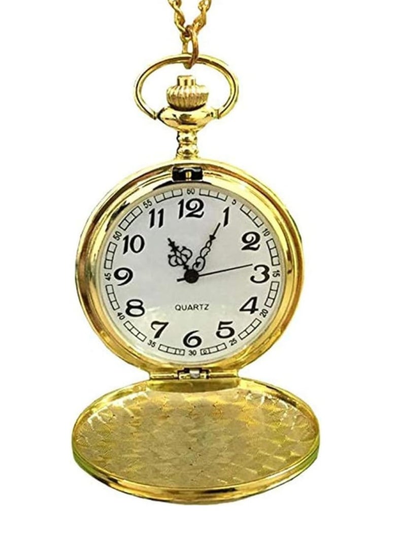 ليمتليس قلادة ساعة جيب هندسية برونزية - حركة كوارتز دقيقة، تصميم فريد من نوعه من قطعة واحدة، هدية مثالية، مع سلسلة 31.5 بوصة (ذهبي) - Image 1