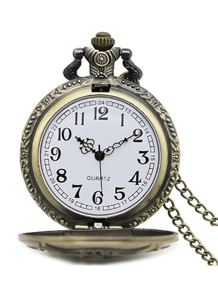 ليمتليس قلادة ساعة جيب هندسية برونزية - حركة كوارتز دقيقة، تصميم فريد من نوعه من قطعة واحدة، هدية مثالية، مع سلسلة 31.5 بوصة (ذهبي) - Image 5
