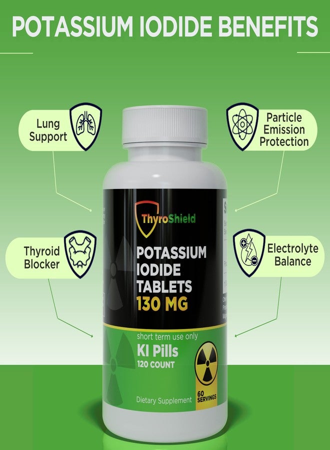 ThyroShield Potassium Iodide Tablets 130 mg | 120ct Iodine Tablets for Radiation Exposure - Potassium Iodine Pills - YODO Naciente - KI Pills - Made in USA - ThyroShield - Image 2