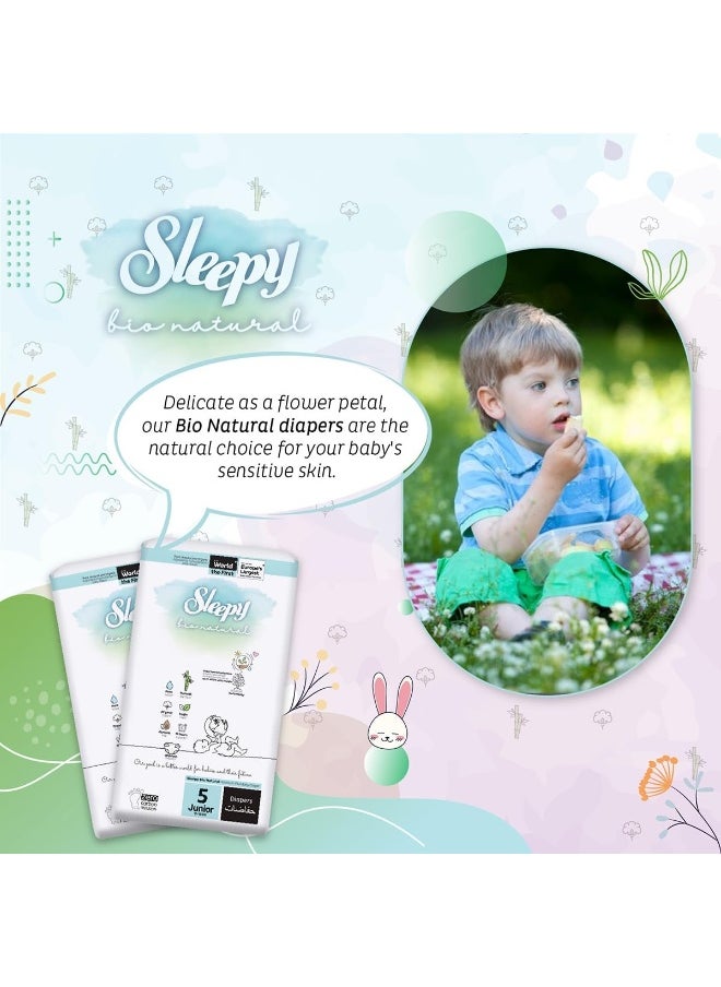 Sleepy Pack Of 200 Bio Natural Premium Size 5 Baby Dry Taped Diapers, 11-18 Kg, Hypoallergenic, Water Based, Almond Milk, Vegan, 100% Leakproof, 5 X 40 Pieces  - Image 2