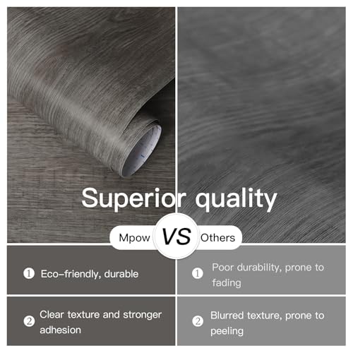 Ismoon 17.7"x472" Wood Wallpaper Grey Wood Peel and Stick Wallpaper Gray Wood Wallpaper Wood Contact Paper Self Adhesive Wallpaper Wood Grain Faux Furniture Film Roll for Desk Table Wall Cabinet Shelf Draw - Image 3
