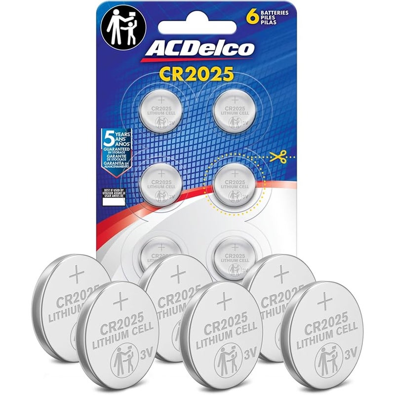 باور ماكس ACDelco CR2025 3V Lithium Coin Cell Battery, Watch and Electronics Button Batteries, 6-Count - Image 1