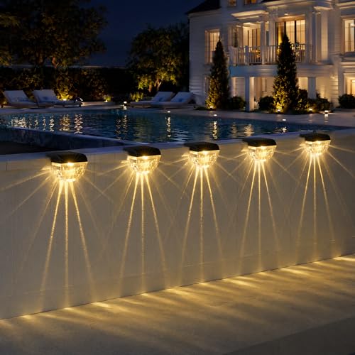 Melunar 12 Pack Solar Deck Lights Outdoor Solar Step Lights Waterproof for Outside Yard Patio Garden Pool Railing Stairs Fence Warm White - Image 3