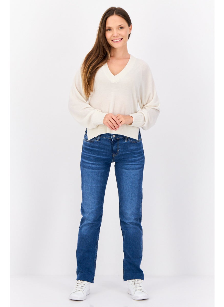 ESPRIT Women V-Neck Long Sleeves Plain Sweater, Beige  - Image 4